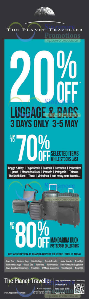 Featured image for (EXPIRED) The Planet Traveller 20% Off Luggage & Bags Promo 3 – 5 May 2013