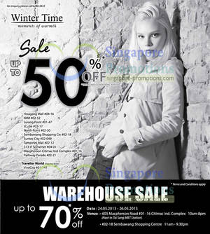 Featured image for (EXPIRED) Winter Time Warehouse Sale Up To 70% Off 24 – 26 May 2013