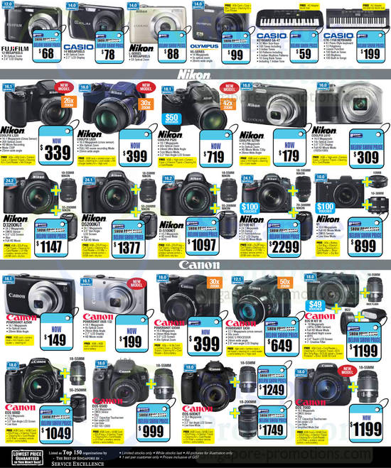 21 Jun Keyboards, Digital Cameras, Casio, Nikon, Canon, Fujifilm, Olympus