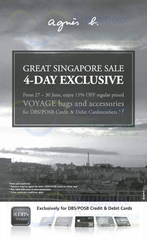 Featured image for (EXPIRED) Agnes B 15% Off Voyage Bags & Accessories Promo 27 – 30 Jun 2013