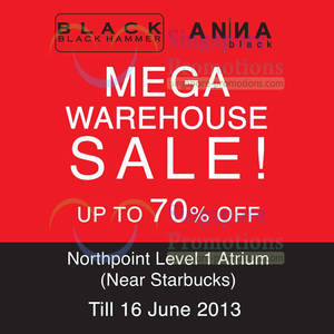 Featured image for (EXPIRED) Black Hammer & Anna Black Warehouse Sale @ Northpoint 10 – 16 Jun 2013