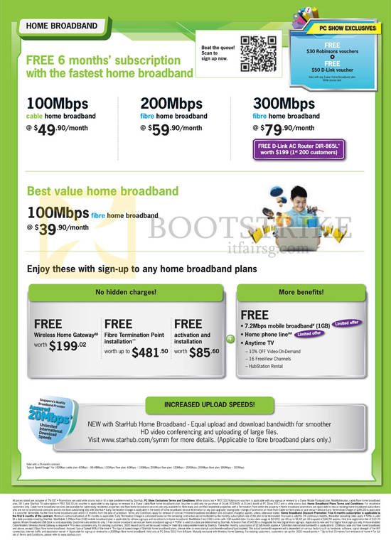 Broadband Cable Free 6 Months Subscription 100Mbps 200 Mbps 300Mbps, 39.90 100mbps, Increased Symmetrical Upload Speeds