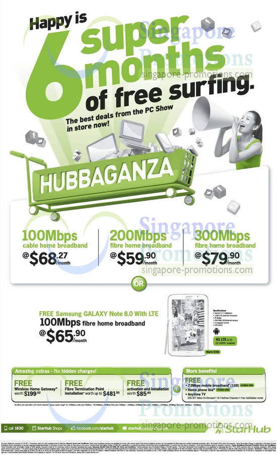 Cable Broadband 100Mbps, Fibre Broadband 100Mbps, 200Mbps, 300Mbps, Free Samsung Galaxy Note 8.0