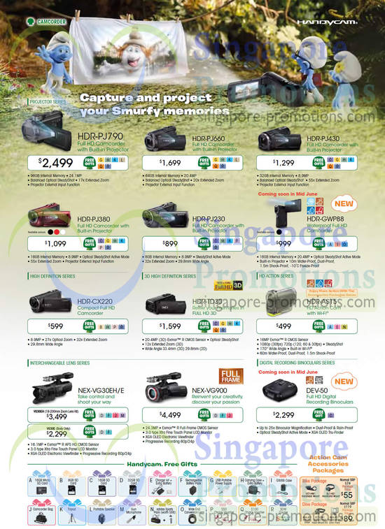 Camcorders HDR-PJ790, HDR-PJ660, HDR-PJ430, HDR-PJ380, HDR-PJ230, HDR-GWP88, HDR-CX220, HDR-TD30, HDR-AS15, NEX-VG30EHE, NEX-VG900