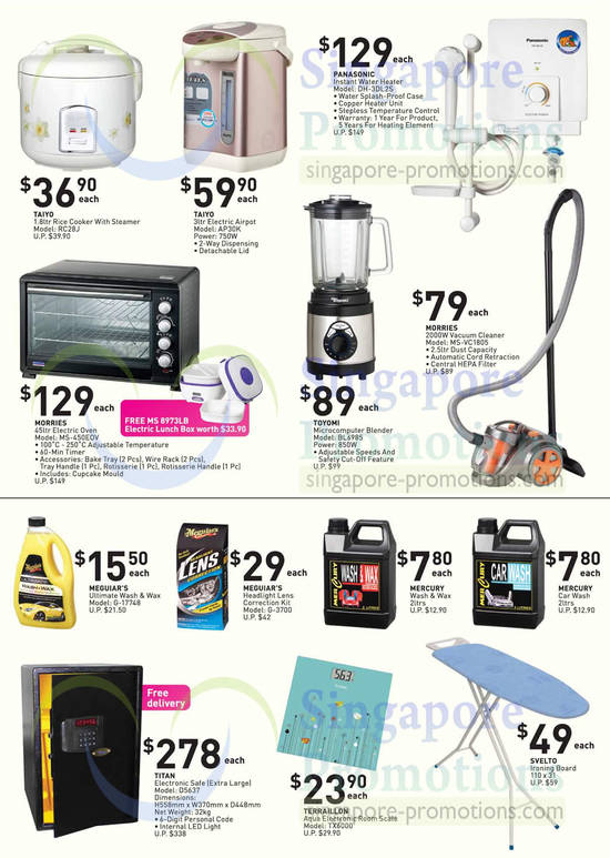 Electronic, Cars, Rice Cooker, Oven, Airpot, Water Heater, Blender, Vacuum Cleaner Taiyo, Morries, Panasonic, Toyomi, Titan, Terraillon