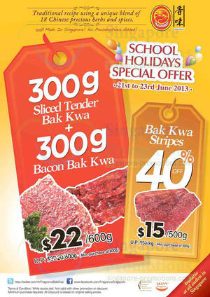 Featured image for Fragrance Foodstuff Up To 40% Off Bakkwa & More 21 – 23 Jun 2013