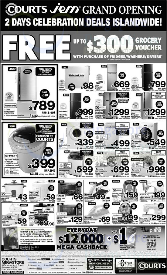 Fridges, Washers, Rice Cookers, Handmixer, Steamer, Ovens, Iron, Vacuum Cleaner, Sewing Machines, Samsung, Electrolux, Panasonic