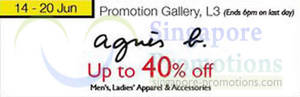 Featured image for (EXPIRED) Isetan Agnes B Up To 40% Off Promo @ Isetan Scotts 14 – 20 Jun 2013