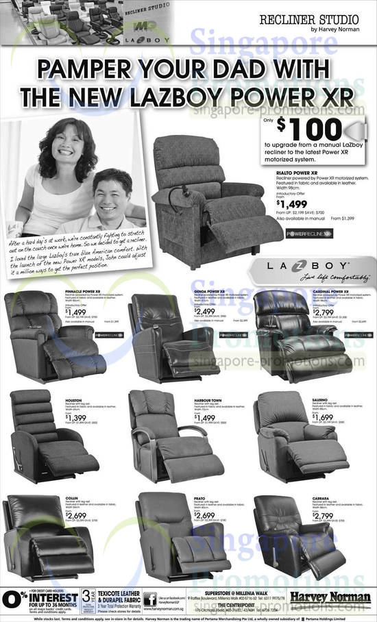 LaZboy Rialto Power XR Recliner, Pinnacle Power XR, Houston, Genoa, Cardinal Power XR, Salerino, Harbour Town, Collin, Prato, Carrara