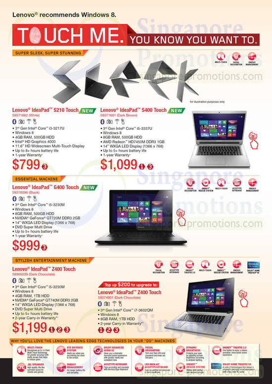 Notebooks IdeaPad S210, S400, G400, Z400