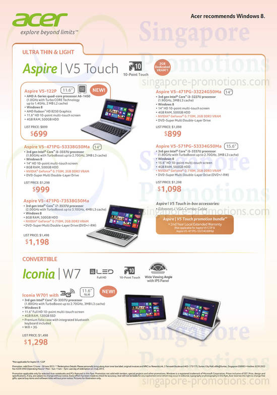 Notebooks, Tablet, Aspire V5-471PG-33224G50Ma, Aspire V5-571PG-53334G50Ma, Aspire V5-471PG-73538G50Ma, Iconia W701