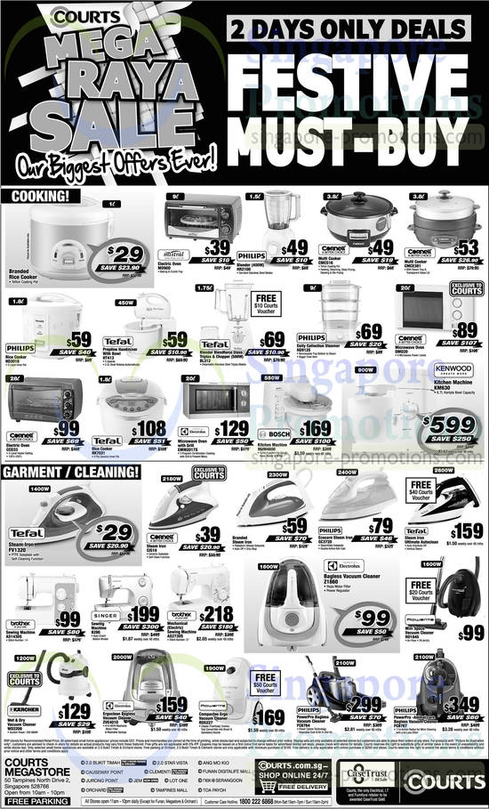 Ovens, Blender, Multi Cookers, Chopper, Steamer, Handmixer, Rice Cookers, Kitchen Machines, Vacuum Cleaners, Sewing Machines