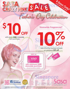 Featured image for (EXPIRED) SaSa $10 Off With $200 Spend Promo 13 – 16 Jun 2013