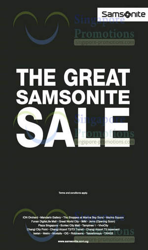Featured image for (EXPIRED) Samsonite Great Sale @ Islandwide 30 May 2013