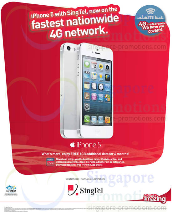 Singtel Apple iPhone 5, Free 1GB Additional Data For 6 Months