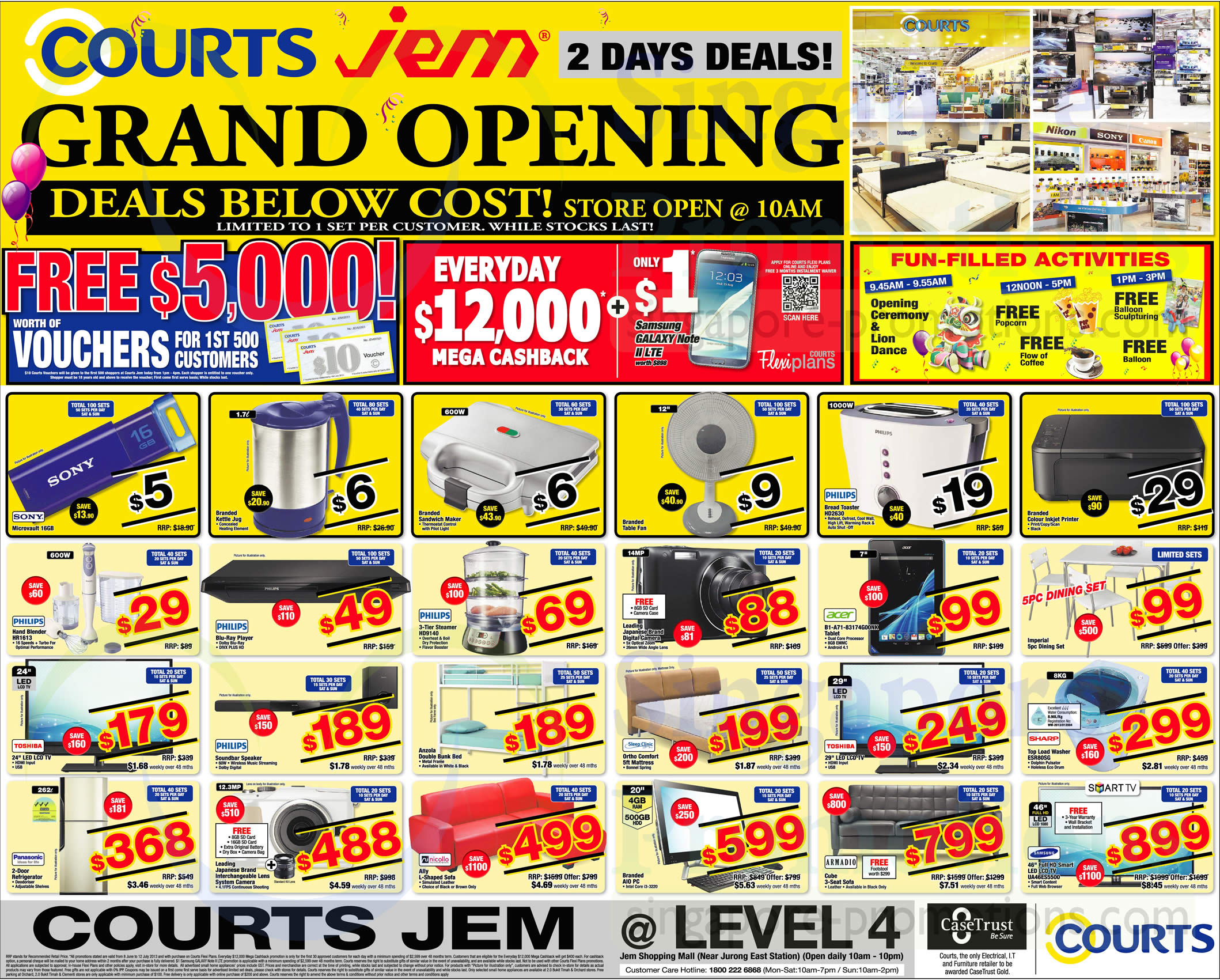Featured image for Courts JEM Grand Opening 2 Days Celebration Deals Islandwide 22 - 23 Jun 2013