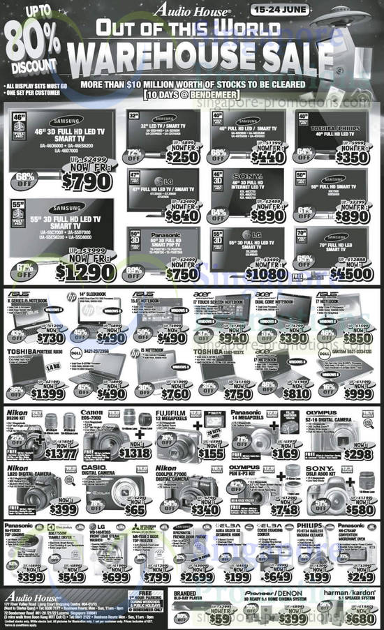 Warehouse Sale TV, Notebooks, Digital Camera, Fridges, Washers