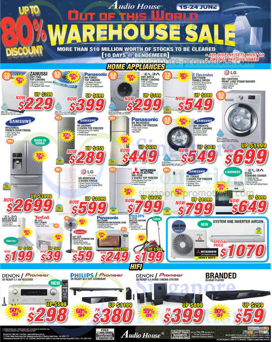 Warehouse Sale Washers, Fridges, Rice Cookers, Microwave Ovens, Zanussi, Panasonic, Elba, Electrolux, LG, Samsung, Mitsubishi Electric