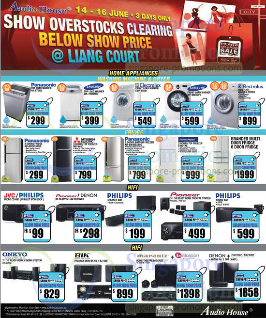 Washers, Fridges, Home Theatre Systems, Panasonic, Samsung, Electrolux, Fisher n Paykel, Mitsubishi, Pioneer, Onkyo