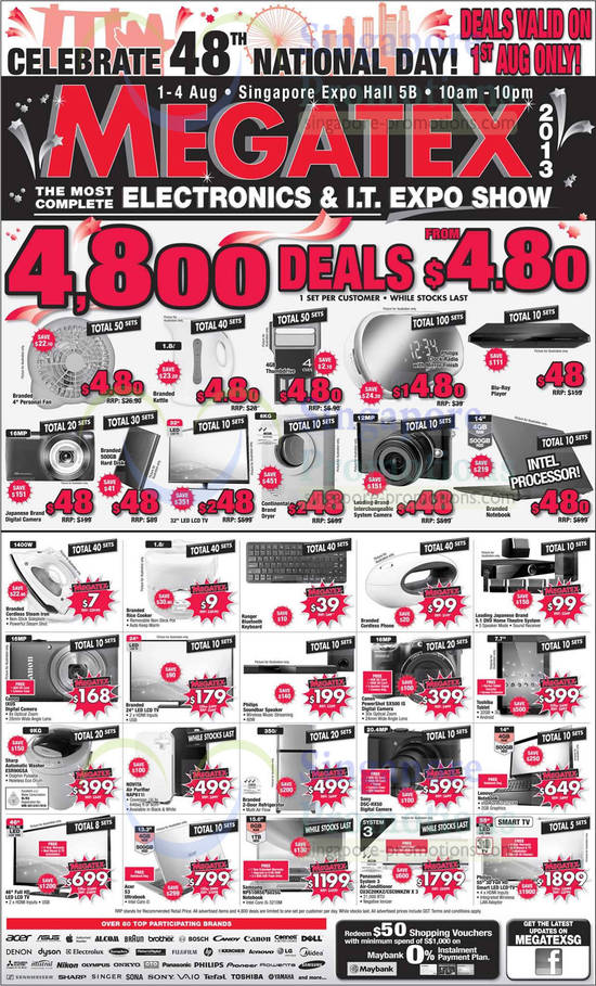 1 Aug 4800 4.80 Deals, Limited Deals, TVs, Washers, Digital Cameras