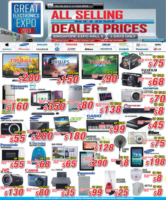 26 Jul All Selling Dealer Prices Items, TVs, Digital Cameras, Appliances, Notebooks, Washers