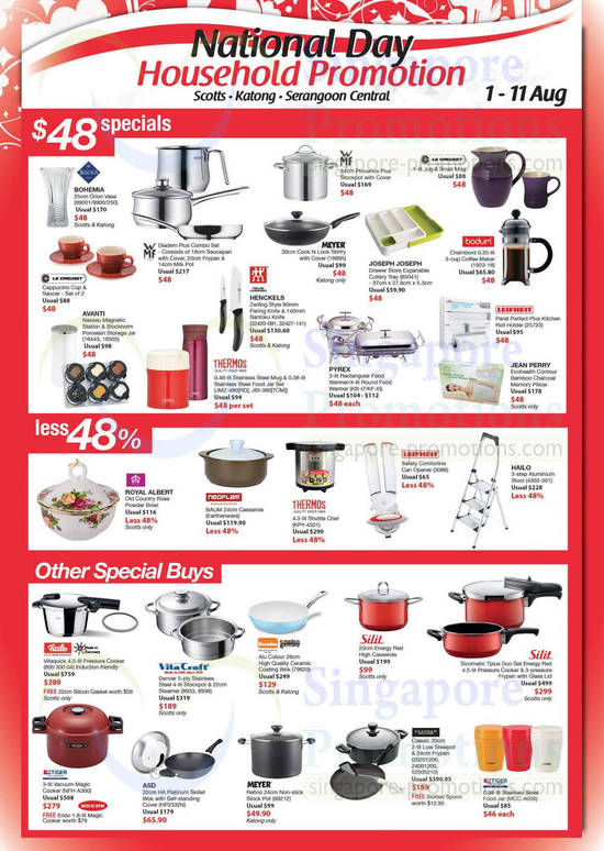 48 Dollar Specials, 48 Percent Off, WMF, Bohemia, Le Gourmet, Avanti, Meyer, Hailo