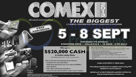 3 Sep COMEX 2013 Lucky Draw Win Up To 20k Cash, Terms, Conditions