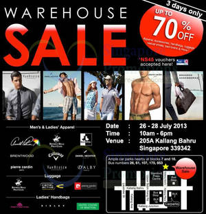 Featured image for (EXPIRED) Branded Warehouse Sale Up To 70% Off 26 – 28 Jul 2013