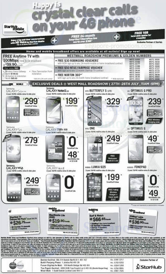 Cherry Mobile West Mall Roadshow, Samsung Galaxy S4, Note II LTE, Mega, Ace 2, HTC One, Butterfly S, LG Optimus G Pro, G, Nokia Lumia 925, ASUS Fonepad