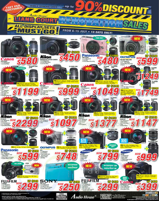 Digital Cameras, DSLR Digital Cameras, Panasonic, Olympus, Nikon, Sony, Samsung, Canon