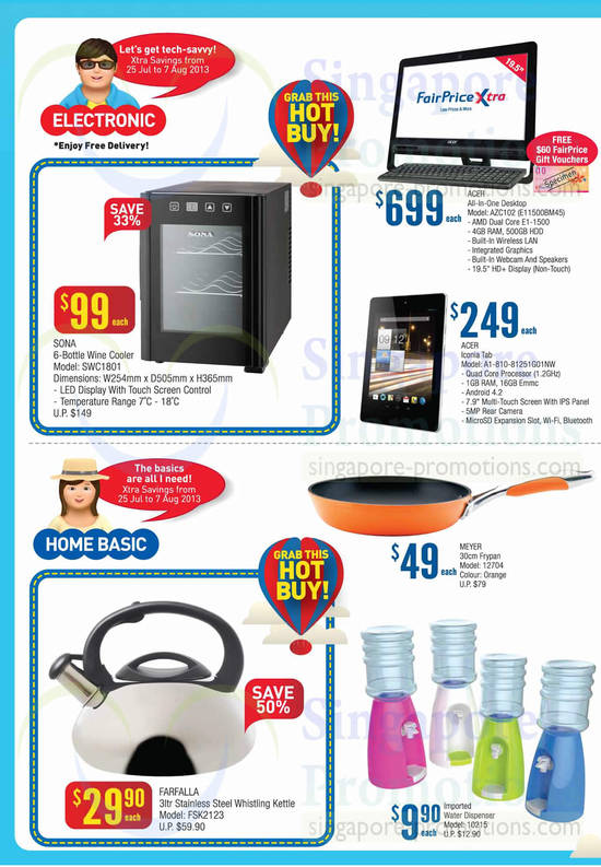 Electronics, Wine Cooler, Tablet, PC, Kettle, Frypan, Sona, Acer, Farfalla, Meyer