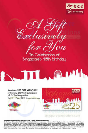 Featured image for (EXPIRED) Eu Yan Seng FREE $25 Gift Voucher With $150 Spend 28 Jul – 11 Aug 2013