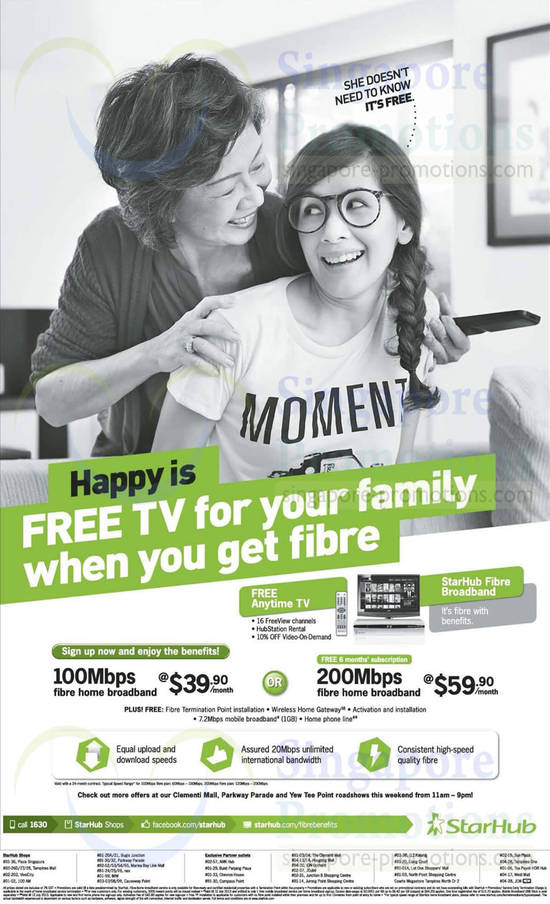 Fibre Broadband 100Mbps, 200Mbps, Free Cable TV, Anytime TV