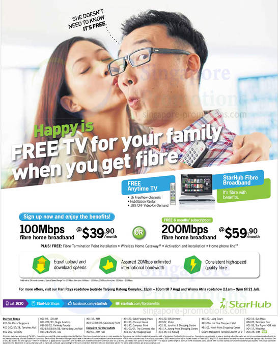 Fibre Broadband 100Mbps, 200mbps, Free Cable TV