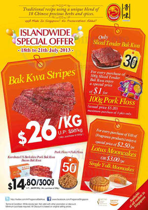 Featured image for Fragrance Foodstuff Up To 50% Off Bakkwa & More 18 – 21 Jul 2013