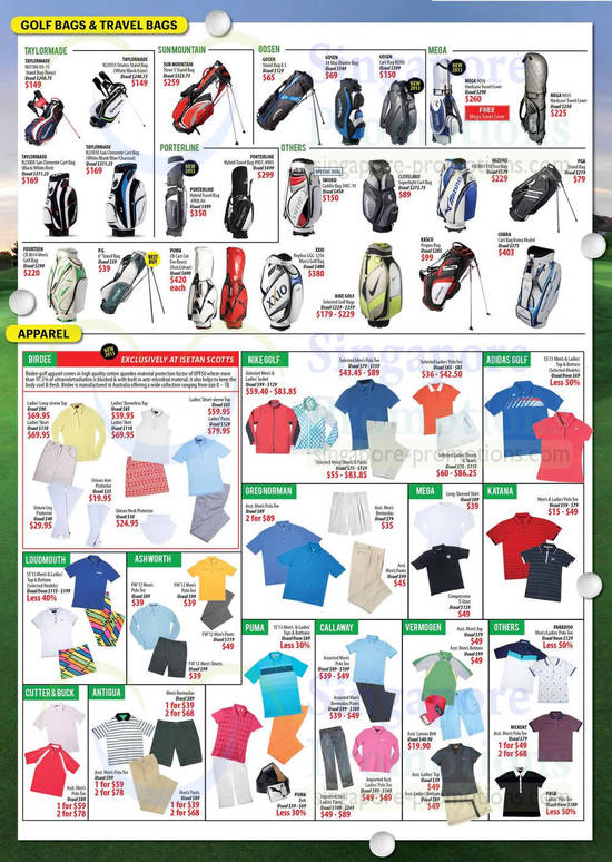 Golf Bags, Travel Bags, Apparel, Taylormade, Sunmountain, Bosen, Mega, Porterline