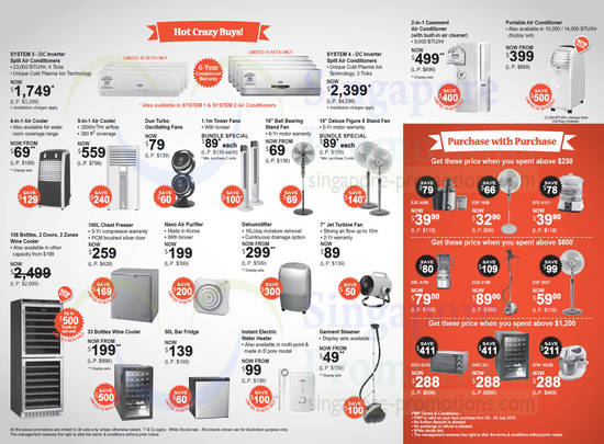 Hot Crazy Buys Air Conditioners, Water Heaters, Fans, Purchase with Purchase