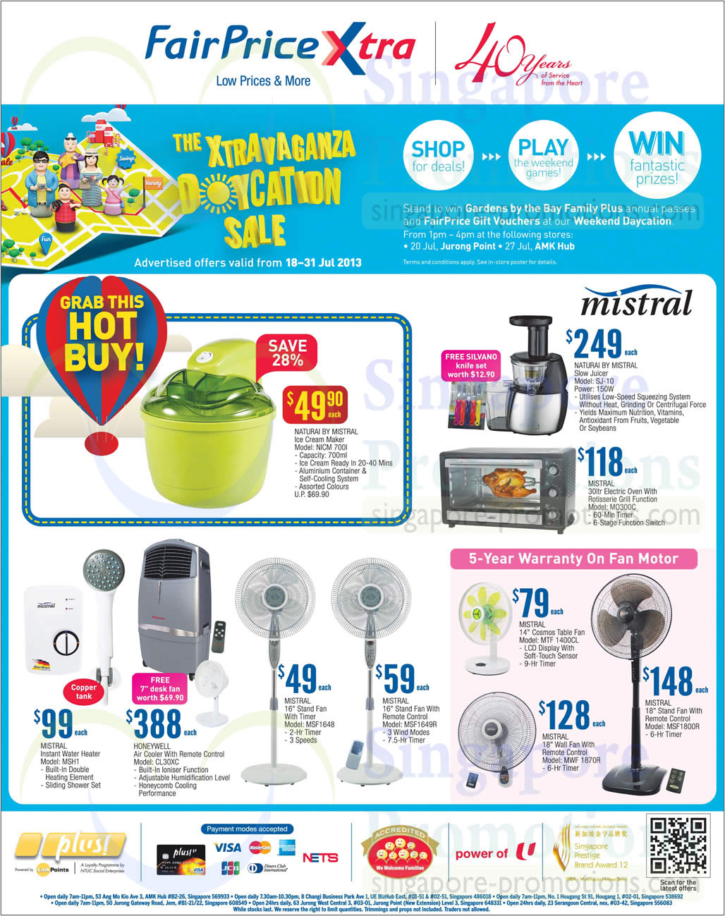 Featured image for NTUC Fairprice Kitchen Appliances, Air Conditioners & Wine Offers 18 - 31 Jul 2013