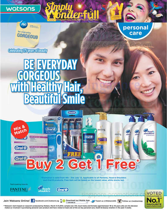 Pantene Mix n Match Buy 2 Get 1 Free, Head n Shoulders, Oral B Products