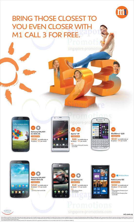 Samsung Galaxy S4, Mega, Sony Xperia SP, Blackberry Q10, LG Optimus F5, Nokia Lumia 925