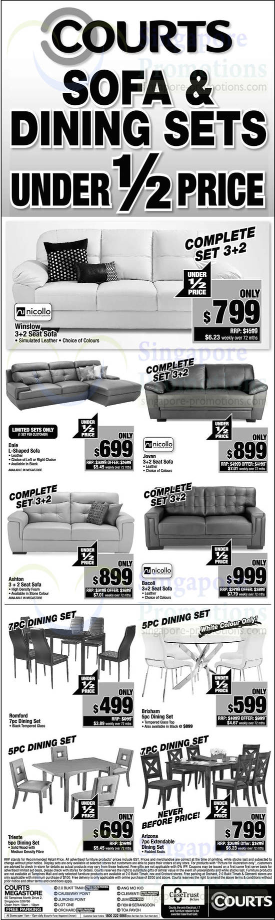 Sofas, Dining Sets, Nicollo, Romford, Brixham, Triesta, Arizona