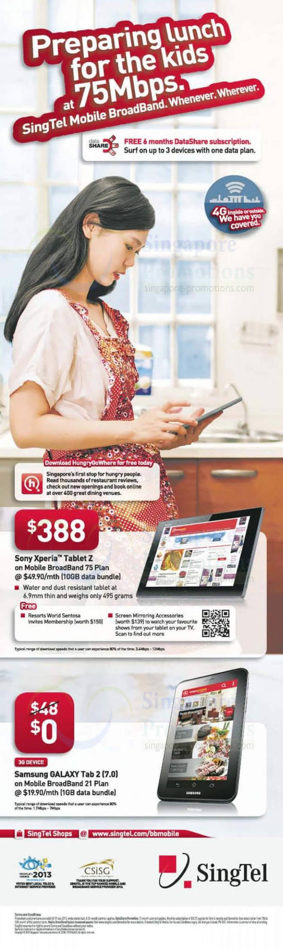 Sony Xperia Tablet Z, Samsung Galaxy Tab 2 7.0