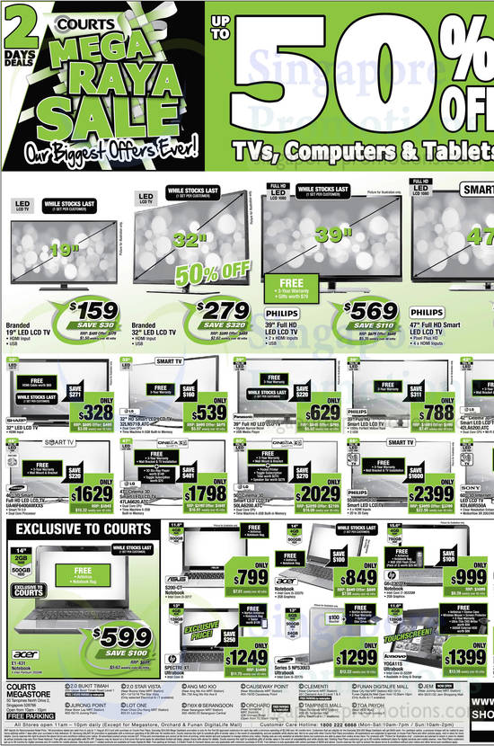 TVs, Notebooks, LG, Samsung, Sony, Acer, Asus, HP, Lenovo