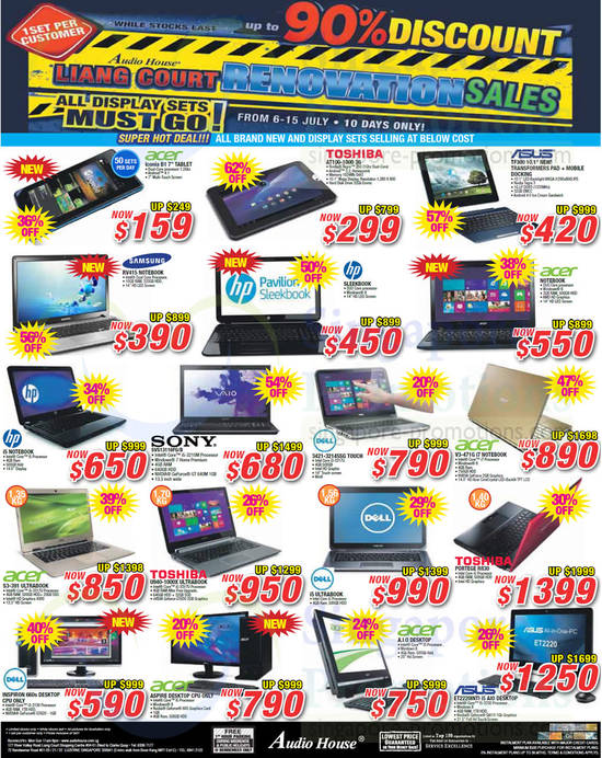 Tablets, Notebooks, Desktops, Acer, Toshiba, Samsung, Asus, Sony, Dell