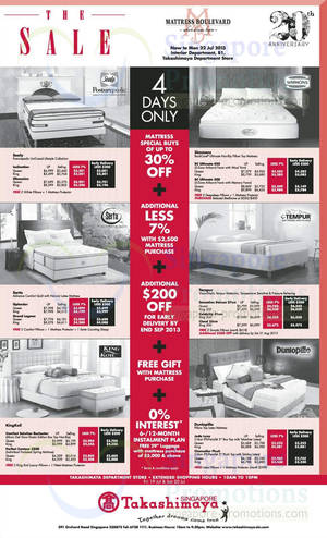 Featured image for (EXPIRED) Takashimaya Mattress Offers 19 – 22 Jul 2013