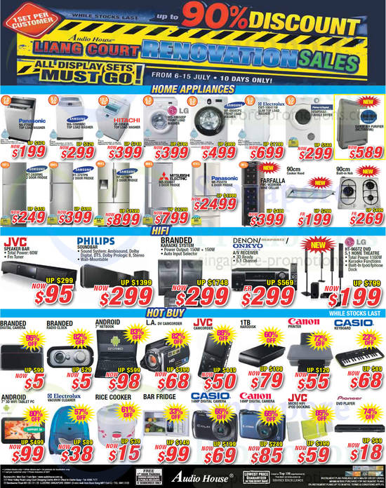 (UPDATE: HOT BUYS Sold Out) Washers, Dryers, Air Purifiers, Fridges, Wine Cellars, Home Theatre Systems, Panasonic, Samsung, Hitachi, LG