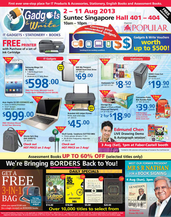 1 Aug Samsung Galaxy Mega 5.8, Western Digital My Passport, Acer S3-391-53334G52 Notebook, Daily Specials