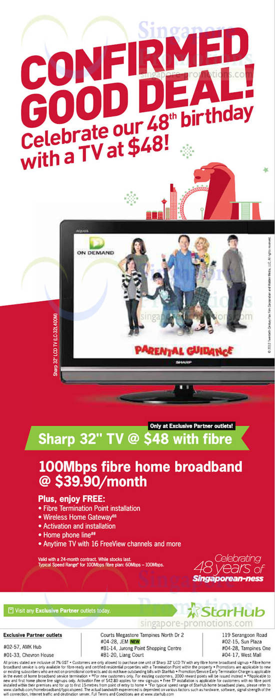 100Mbps Fibre Broadband Free Sharp 32 TV