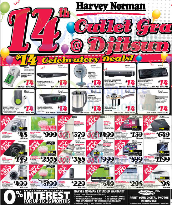 14 Dollar Celebratory Deals, Digital Cameras, Washer, Tablets, TVs, Printers