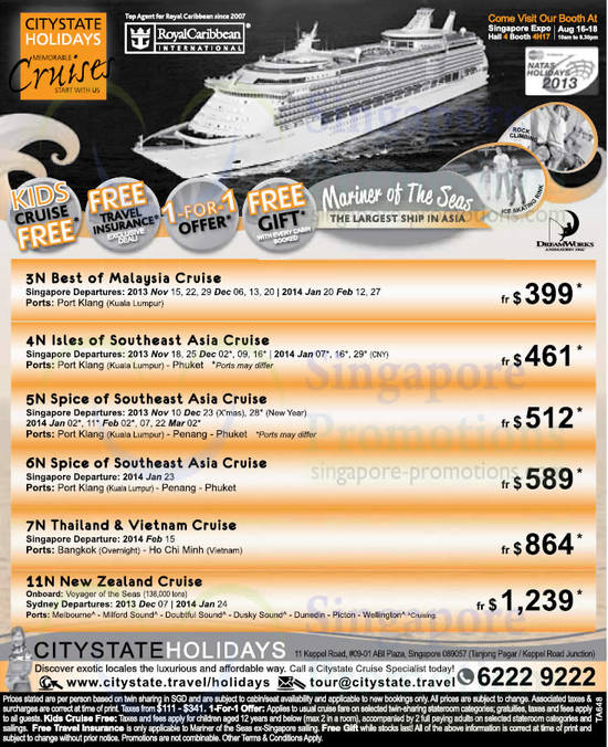 15 Aug Citystate Holidays Cruises Malaysia, Southeast Asia, Thailand, Vietnam, New Zealand